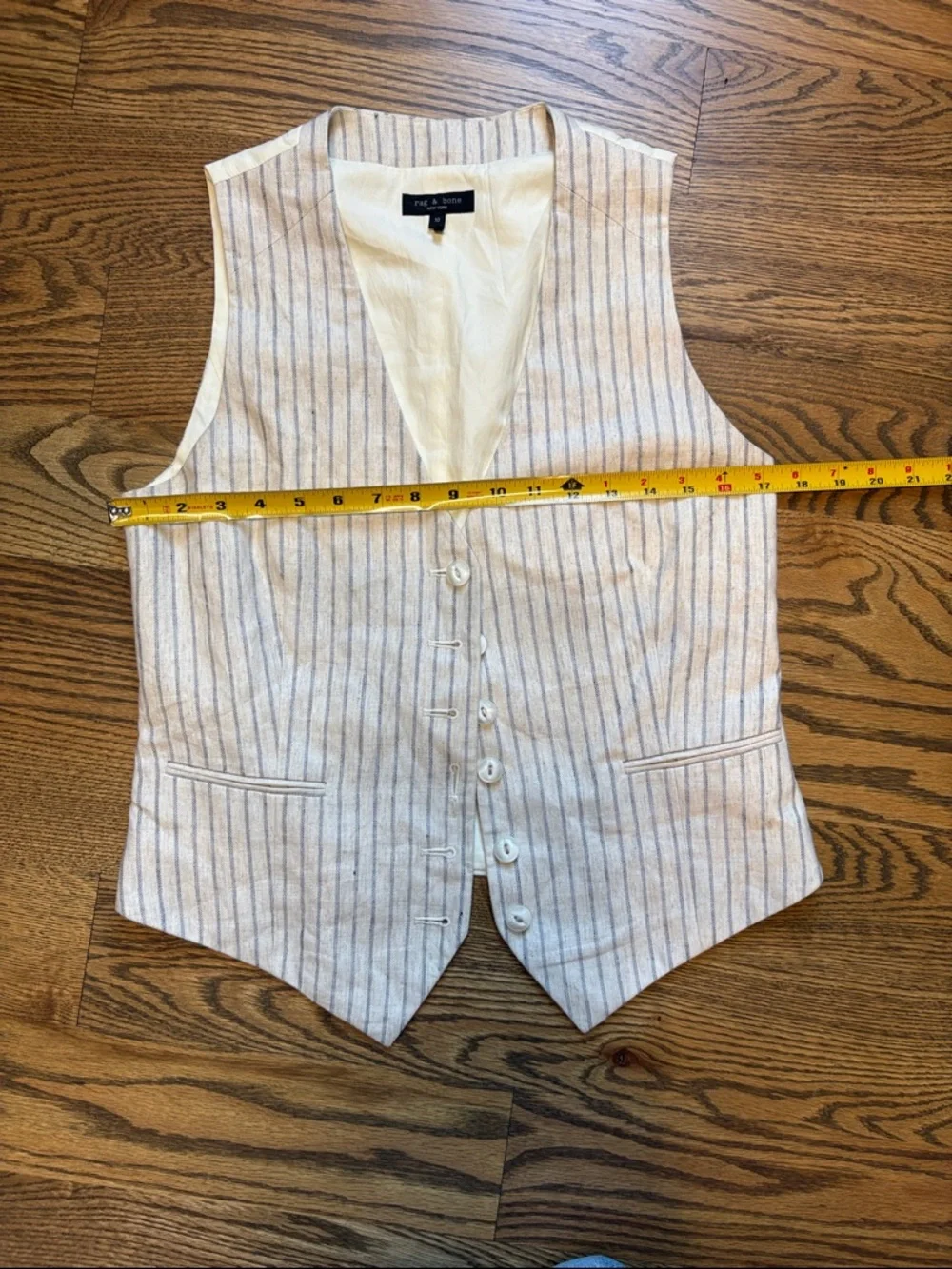 Rag & Bone Ethel Grey and Linen Striped Vest, 10 - Picture 7 of 9